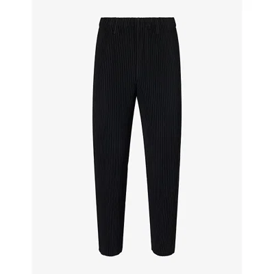 Issey Miyake Ns Basics Straight-leg Knitted Trousers 15-black Xs