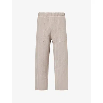 Issey Miyake Ns Beige Inlaid Tapered-leg Knitted Trousers In Neutral