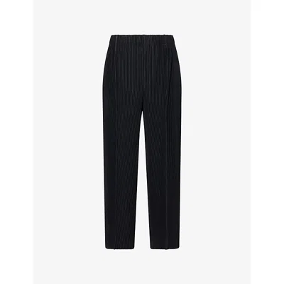 Issey Miyake Ns Black Month Straight-leg Pleated Knitted Trousers