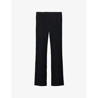 Issey Miyake Ns Black Tailored Straight-leg Knit Trousers