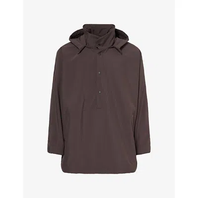 Issey Miyake Ns Brown Padded Rim Hooded Woven Shirt