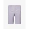 Issey Miyake Ns Cloud Gray Pleated Slim-fit Knitted Shorts In Purple