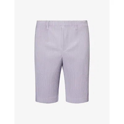 Issey Miyake Ns Cloud Gray Pleated Slim-fit Knitted Shorts