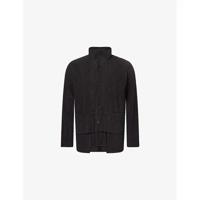 Issey Miyake Ns Coke Gray Multi-pocket Relaxed-fit Knitted Shirt In Black