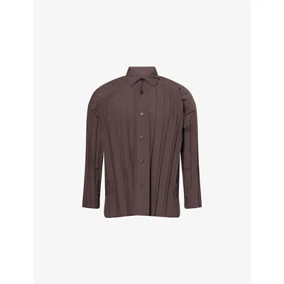 Issey Miyake Ns Dark Brown Edge Long-sleeves Knitted Shirt