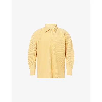 Issey Miyake Ns Dendrite Beige Monthly Colors: August Relaxed-fit Knitted Shirt In Yellow