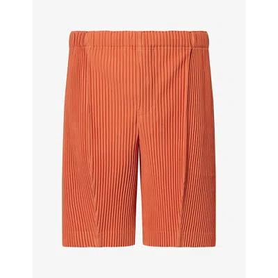 Issey Miyake Ns Drawstring-waist Pleated Knitted Shorts 35-shade Vermillion In Multi