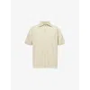 Issey Miyake Ns May V-neck Regular-fit Knitted Polo Shirt Dry Grass Green In Neutral