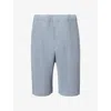 Issey Miyake Ns Gray Blue Pleats Regular-fit Knitted Shorts