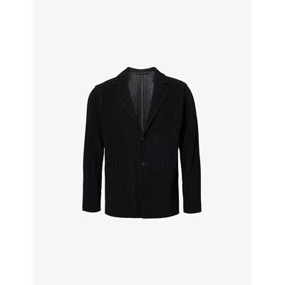 Issey Miyake Ns Basics Notch-lapels Slim-fit Knitted Blazer Black