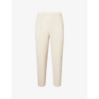 Issey Miyake Ns Homme Plisse  Basics Straight-leg Pleats Knitted Trousers In White