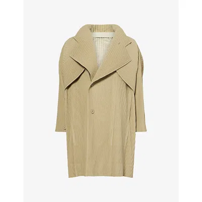 Issey Miyake Ns Homme Plisse  Cover And Fold Pleated Knit Coat In Green