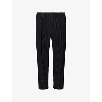 Issey Miyake Ns Homme Plisse  Tailored Straight-leg Pleats Knitted Trousers In Black