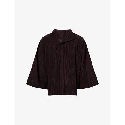 Issey Miyake Wear Or Wrap Pleated Jacket In Brown