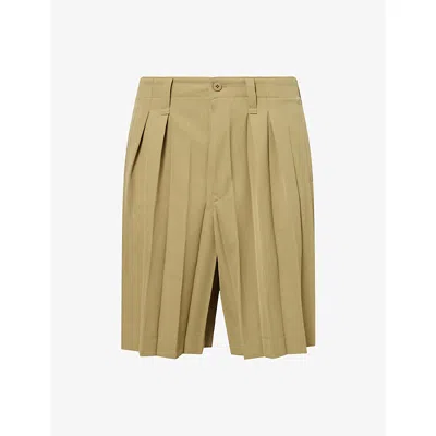 Issey Miyake Ns Khaki Edge Pleated Woven Shorts In Brown