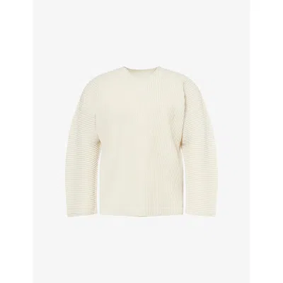 Issey Miyake Ns Limestone White Monthly Colors : September Long-sleeves Knitted Top In Neutral