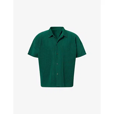 Issey Miyake Ns Pf Fence Green Basics Pleated Knitted Shirt