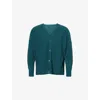 Issey Miyake Ns Pf Ocean Blue V-neck Pleated Knitted Cardigan
