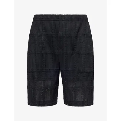 Issey Miyake Ns Pleated Slip-pocket Knit Shorts 15-black