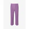 Issey Miyake Ns Viola Purple Pleats Straight-leg Knitted Trousers