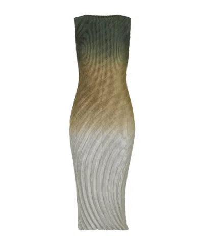 Issey Miyake Nuance Pleats Midi Dress In Multicolour