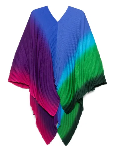 Issey Miyake Nuance Pleats Poncho In Blue