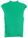 Issey Miyake Womens Winter Green Nuance Solid High-neck Knitted Top In Green