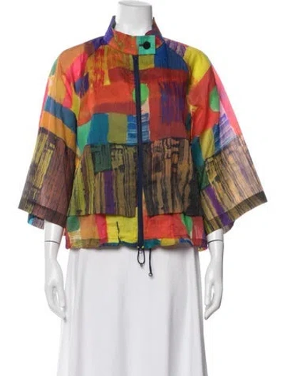 Pre-owned Issey Miyake Nylon Graphic Print Jacket In Multicolor