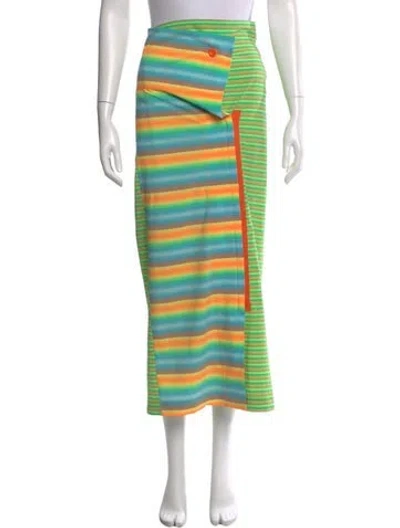 Pre-owned Issey Miyake Nylon Midi Length Skirt In Green