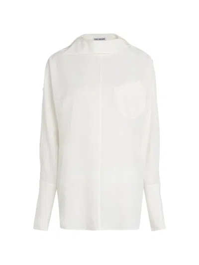 Issey Miyake Odd 2 Button Collar Shirt In White