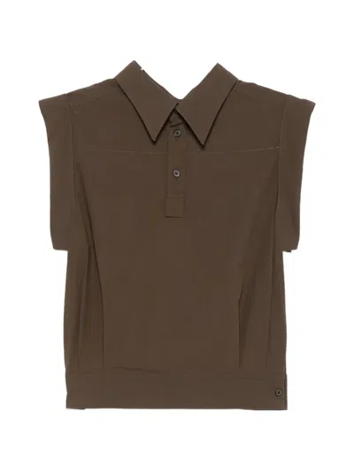Issey Miyake Odd Blouse In Brown