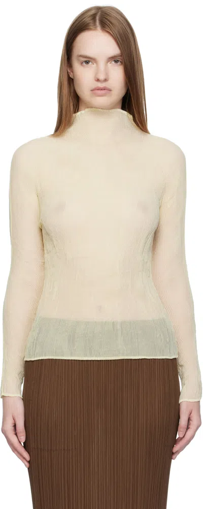 Issey Miyake Off-white Chiffon Twist 3 Top In Neutral
