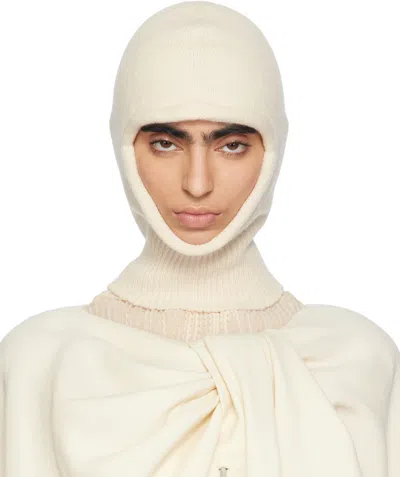 Issey Miyake Off-white Chunky Wool Balaclava In 06 Moon White