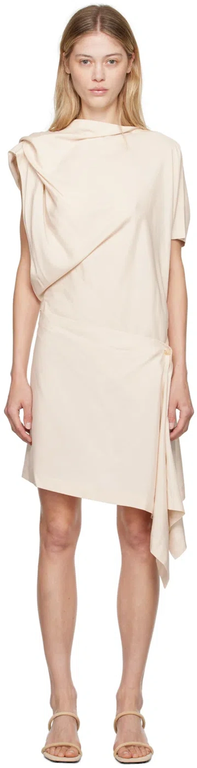 Issey Miyake Enveloping Asymmetric Draped Dress In 06 Moon White