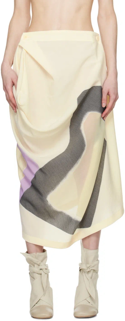 Issey Miyake Off-white Graphic Midi Skirt In 02-off-white