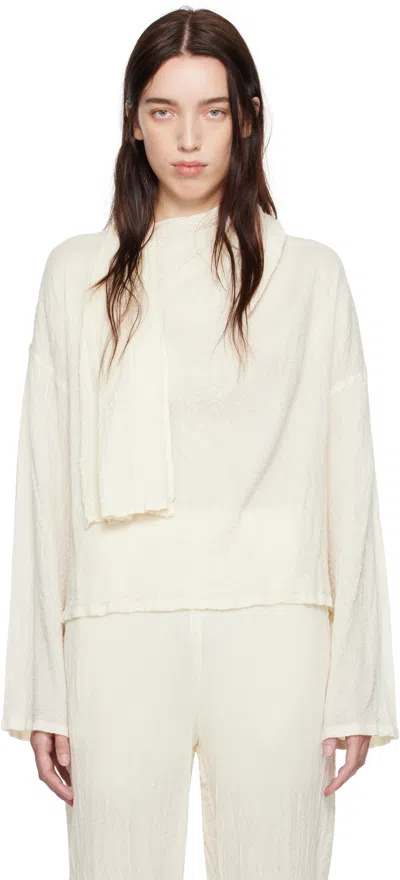 Issey Miyake Off-white Karami Wool Blouse In 06 Moon White