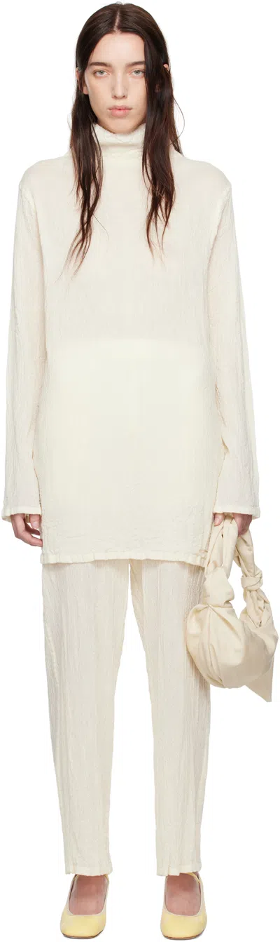 Issey Miyake Off-white Karami Wool Minidress In 06 Moon White