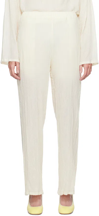 Issey Miyake Off-white Karami Wool Trousers In 06 Moon White