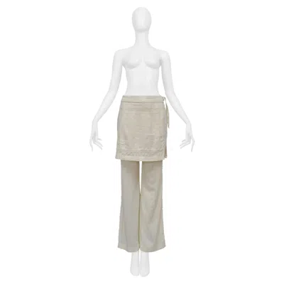 Pre-owned Issey Miyake Off White Pants With Apron