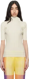 Issey Miyake Off-white Soft Pleats Turtleneck In 04 Cream