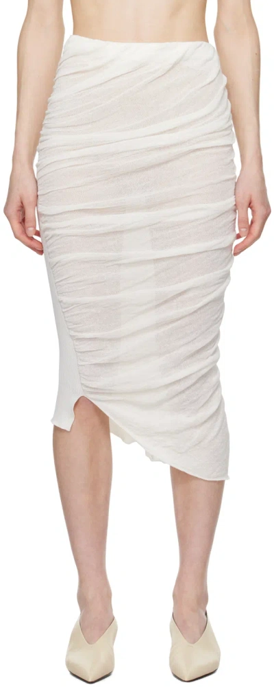 Issey Miyake Off-white Twisted Midi Skirt In 02 Off White