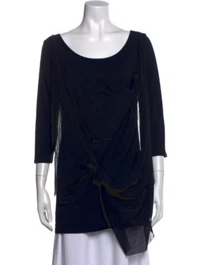 Pre-owned Issey Miyake Off-the-shoulder Three-quarter Sleeve Tunic In Blue