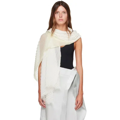 Issey Miyake Off-white Gradation Ramie Pleats Scarf In 07-white-hued
