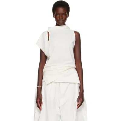 Issey Miyake Off-white Tubular-t Top In Multi