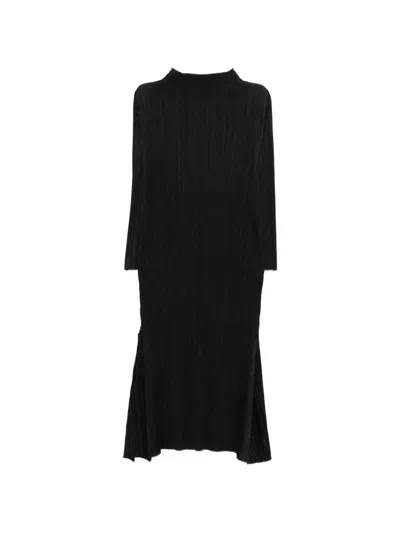 Issey Miyake Ole! High-neck A-line Midi Dress In Black