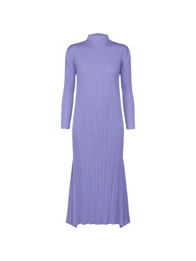 Issey Miyake Ole! Pleated High-neck Maxi Dress In Blue