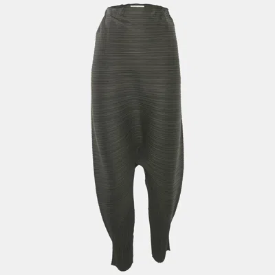 Pre-owned Issey Miyake Olive Green Pleated Harem Pants L
