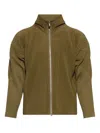 Issey Miyake Olive Green Zip-up Jacket With Ribbed Texture In Green