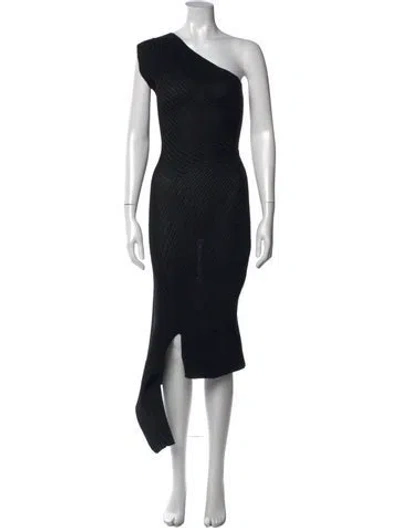 Pre-owned Issey Miyake One-shoulder Midi Length Dress In Black