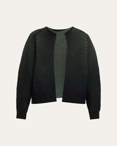 Issey Miyake Open Front Circle Knit Wool Cardigan In Black-hued